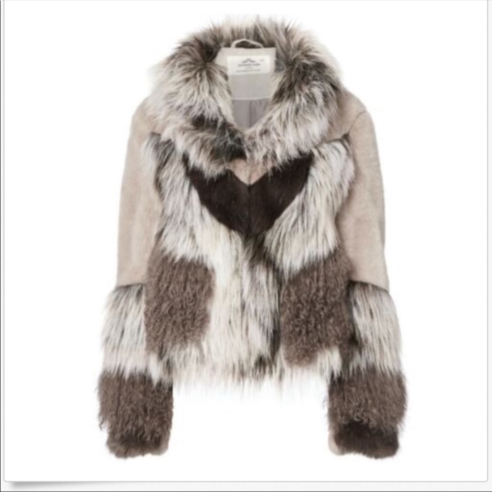 COPY - Urbancode London ‘Wynter Faux Fur Patchwork Jacket’ Multi Brown
